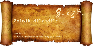 Zelnik Árpád névjegykártya